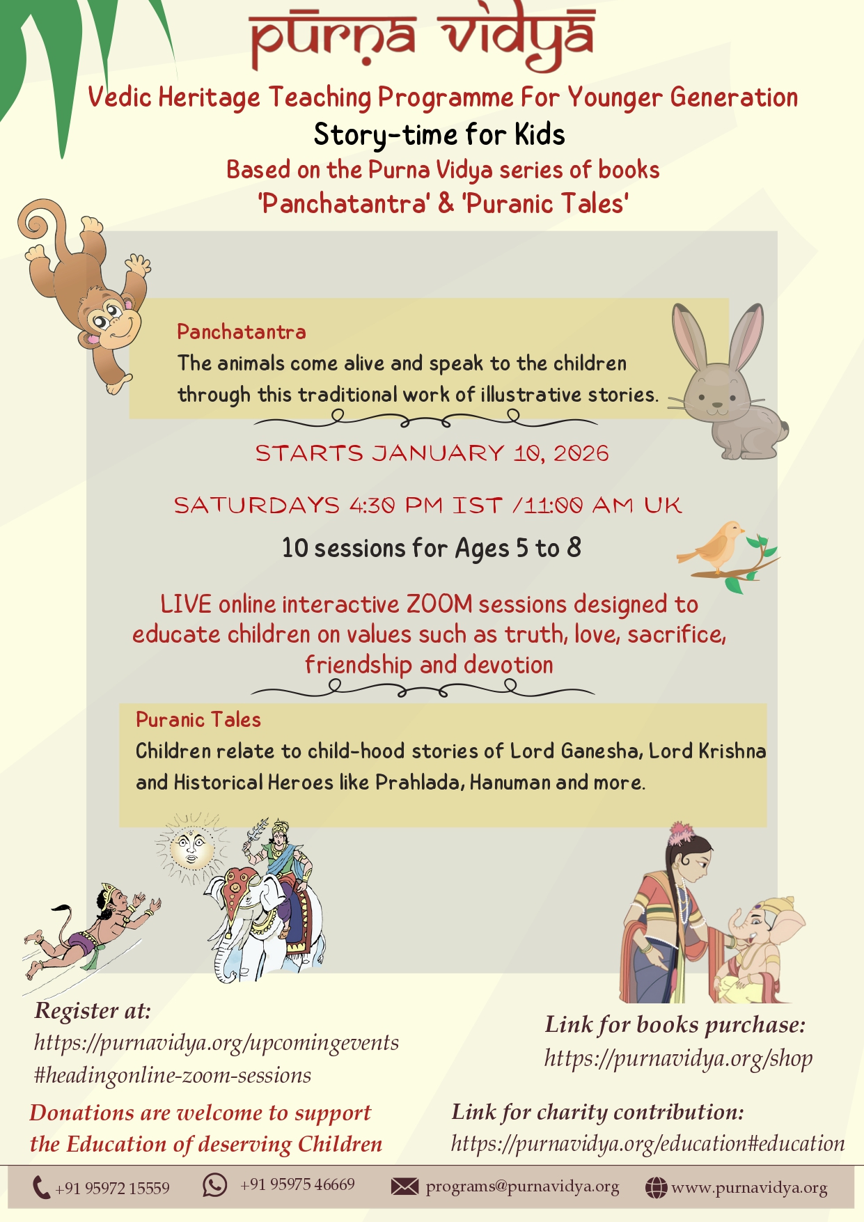 Vedic Heritage teaching program for Younger generation-Panchatantra & Puranic Tales