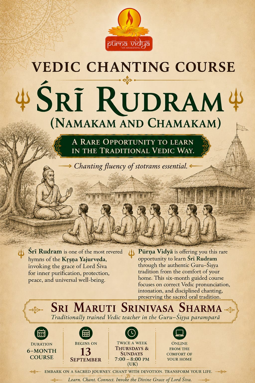 Śrī Rudram (Namakam & Chamakam) – Vedic Chanting Course (U.K and Europe)